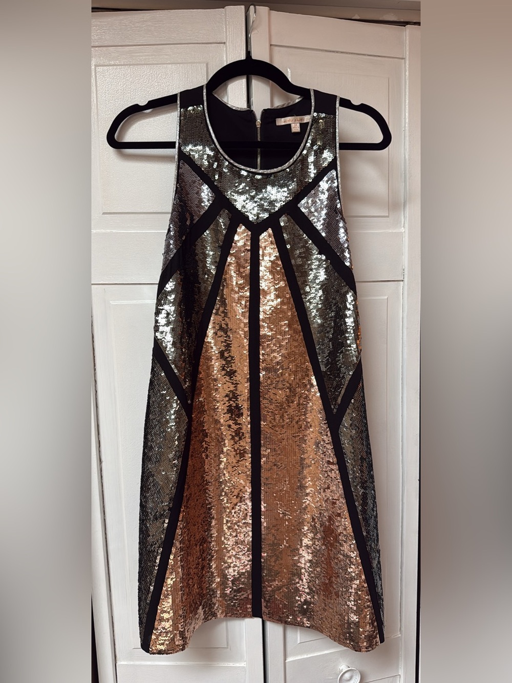 Under Skies Rose Gold & Silver Sequin Mini Dress